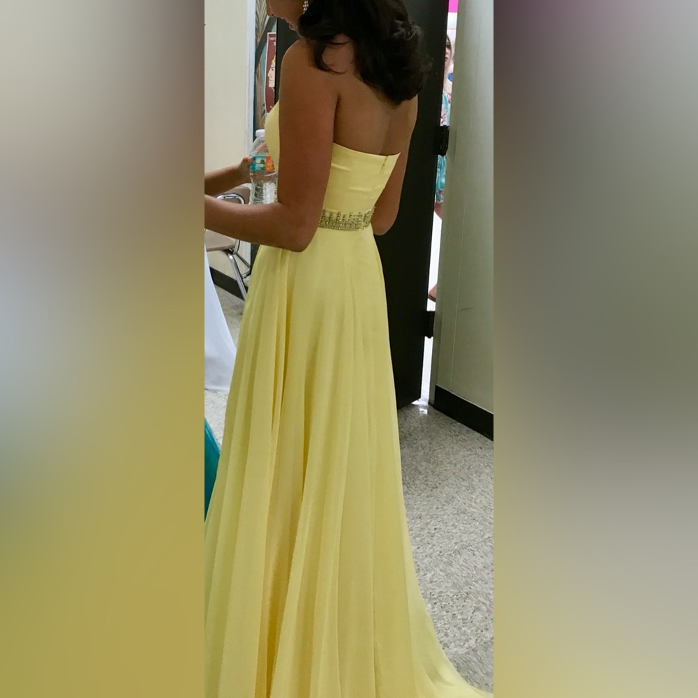 Sherri Hill Yellow Halter Chiffon Dress - Picture 5 of 5